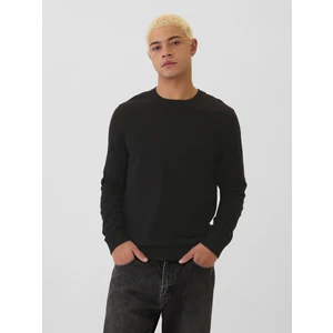 Erkek Siyah %100 Pamuk Crew Kazak