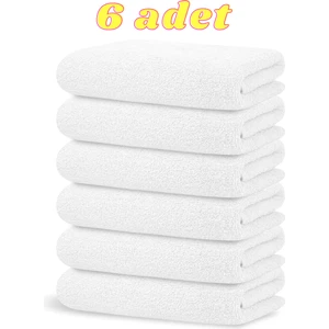6'lı Set Beyaz  Pamuk Otel Banyo Havlusu 70X140 Cm, Otel Havlusu