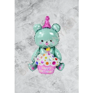 Bal10 Dünyası Oturan Ayı Yeşil Folyo Balon