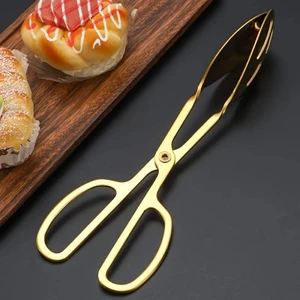 Paslanmaz Çelik Makas Maşa Servis Maşası Büfe Barbekü Tatlı Et Ekmek Kek Sebze Maşası Altın