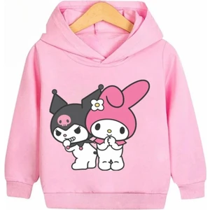 Punıx Kids Çılgın Kuromiler Baskılı Kapüşonlu Özel Üretim Şardonlu Kız Çocuk Sweatshirt