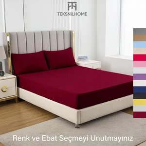 Teksnil Home | Ranforce | Pamuklu  Tek Kişilik Bordo  Lastikli Çarşaf | 14 Renk | Fıtted | 120X200