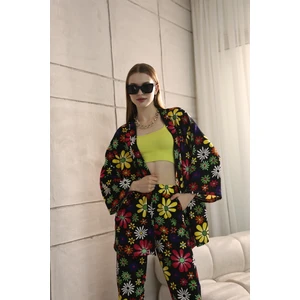 Kadın Çiçek Desenli Kimono Takımı