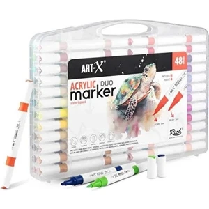 Art x Acrylic Duo Marker Çift Uçlu Su Bazlı Boyama Kalemi 48 Renk Set