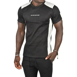 Örme Kumaş Fitilli Omuzu ve Yanları Şeritli Önü Yazılı T-Shirt 2403233