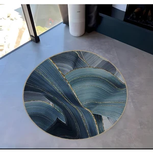 Rugs Modern Shape Koleksiyonu Yuvarlak Mavi Tonlarda Soyut Desenli Dokuma Taban Halı SHAPE96