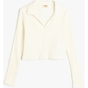 Basic Tişört Uzun Kollu Polo Yaka Fitilli