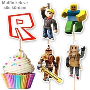 Parti Dükkanım Kürdan ROBLOX Temalı 10lu Doğum Günü Cupcake İkramlık Süsü