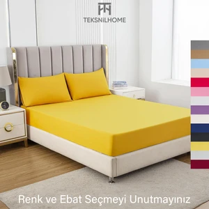 Teksnil Home | Ranforce | Pamuklu  Tek Kişilik Sarı  Lastikli Çarşaf | 14 Renk | Fıtted | 90X190