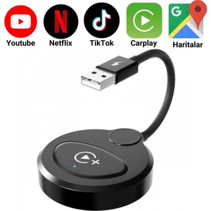 Iphone Cihazlar Için Carplay Adaptörü, Kablosuz Youtube, Netflix, Tiktok, Video Yansıtıcı Carplay
