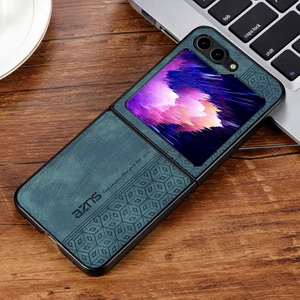 Samsung Galaxy Z Flip 6 Retro Kabartmalı Desen Pu Cep Telefonu Kılıfı (Yurt Dışından)