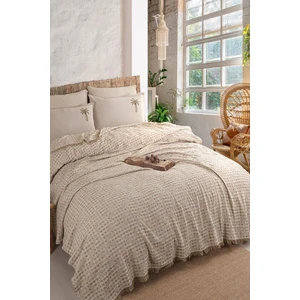 İyi Geceler İstanbul Agora Çift Kişilik Jakarlı Pike Seti Ekru