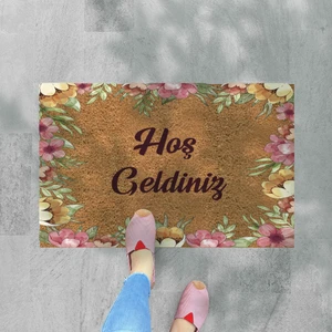 M&H Quality  kır Çiçekleri Temalı Coco Görünümlü Dekoratif Dış Kapı Önü ve Iç Mekan Paspası