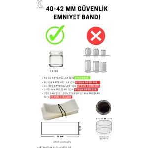 Key Market Standart Kavanoz Güvenlik Emniyet Bandı 100 Adet, 40-42MM Ağız Çapına UYGUN,70X30MM Boyut, Baskılı