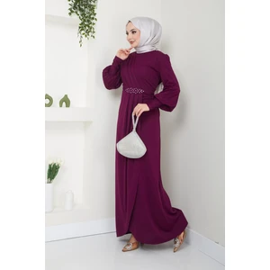 Aplike Taşlı Uzun Günlük Abiye Elbise 2723