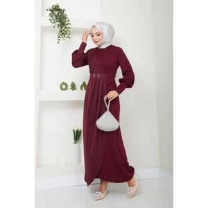 Ayşe Melek Tasarım Aplike Taşlı Uzun  Günlük Abiye Elbise 2723