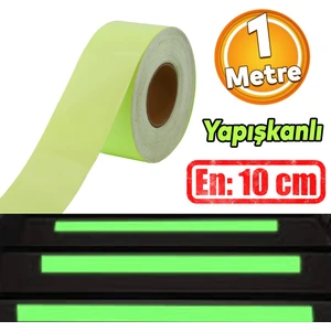 Fotolümen Gece Parlayan En 10 cm Reflektörlü 1 mt Ikaz Yeşil Fosforlu Reflektif Düz Şerit Bant