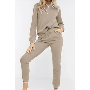Kadın Bej Pamuklu Pijama Takımı