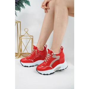 Lady Simli Dolgu Topuklu Kadın Spor Ayakkabı Sim Bağcıklı