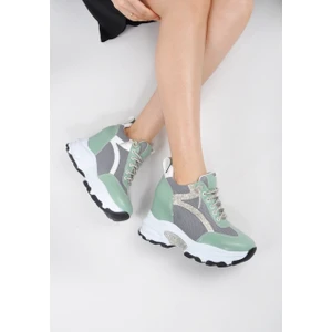 Lady Simli Dolgu Topuklu Kadın Spor Ayakkabı Sim Bağcıklı