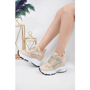 Lady Simli Dolgu Topuklu Kadın Spor Ayakkabı Sim Bağcıklı