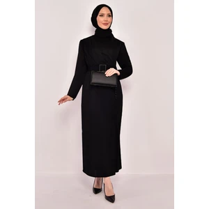 Ayşe Melek Tasarım Aksesuar Düğmeli Krep Elbise 2558