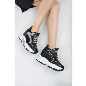 Lady Simli Dolgu Topuklu Kadın Spor Ayakkabı Sim Bağcıklı