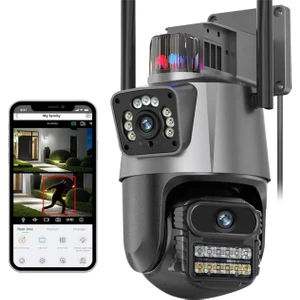 8mp 4K Ip Kamera Açık Wifi Ptz Çift Lens Çift Ekran Otomatik Izleme Su Geçirmez Güvenlik Kamera