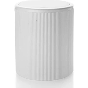 Medka Life Beyaz Çizgili Yuvarlak Çöp Kovası 6 Litre Banyo Mutfak Çöp Kutusu