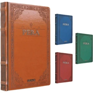Pera 17x24 Mavi Çizgisiz Deri Kapak Ciltli Defter
