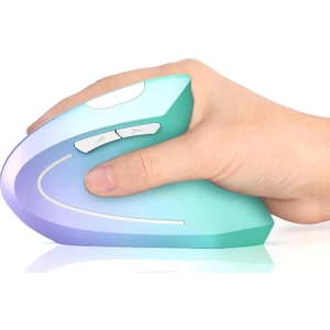 Dikey Kablosuz Ergonomik Mouse, Şarj Edilebilir 2.4g Optik - Yeşil/mor