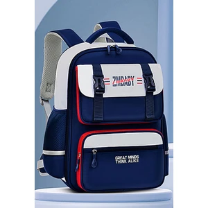 Tam Ortopedik Sırt ve Bel Kavramalı 90 Derece Açılır Okul Çantası Lacivert/beyaz OSÇ797