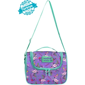 Lisanslı Su Yeşili-Lila Flamingo Desenli Termal Beslenme Çantası