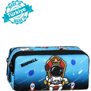 Lisanslı Siyah-Mavi Astronot Desenli 2 Cepli Kalem Kutusu