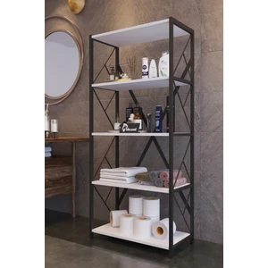 Mony Metal Banyo Rafı Ünite 5 Raflı Banyo Düzenleyici Raf Deterjan Havlu Rafı Havluluk 150 cm Beyaz