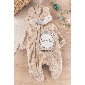 Kedi Figürlü Peluş Welsoft Kız/erkek Bebek Tulum