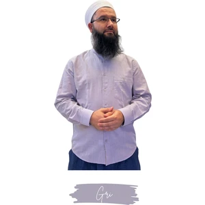 Umre Market Tam Düğme Keten Saffan Gömlek