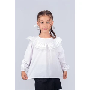 Trend Baby Kids Kız Çocuk Okul Gömleği Dantelli Fırfır Detaylı 2-5 Yaş
