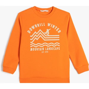 Sweatshirt Kaykay Baskılı Uzun Kollu Bisiklet Yaka