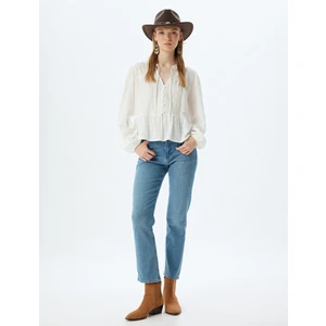 Slim Fit Kot Pantolon Düz Paça Düğmeli Pamuklu - Slim Straight Fit Jean