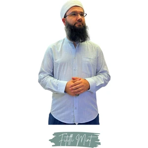 Umre Market Tam Düğme Keten Saffan Gömlek
