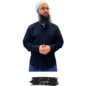 Umre Market Tam Düğme Keten Saffan Gömlek