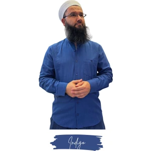 Umre Market Tam Düğme Keten Saffan Gömlek