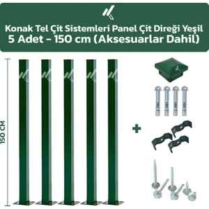 KONAK TEL ÇİT SİSTEMLERİ 5 ADET PANEL ÇİT DİREĞİ 150 CM AKSESUARLAR DAHİL