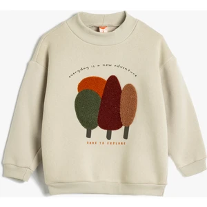 Sweatshirt Dik Yaka Aplike Detaylı Uzun Kollu