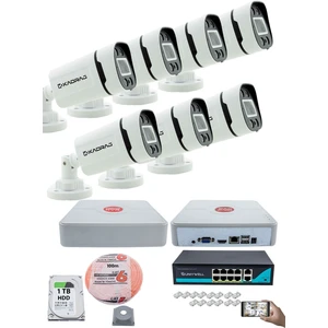 7'li Güvenlik Ip Kamera Seti - 4mp Dış Mekan Kamera, 3.6mm Lens, H.265, Poe, Warm Ir Gece Görüşü, 9 Kanal Nvr, 8 Port Poe Switch, 1tb HDD ve 100 Metre