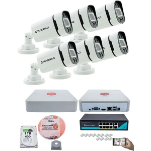 6'lı Güvenlik Ip Kamera Seti - 4mp Dış Mekan Kamera, 3.6mm Lens, H.265, Poe, Warm Ir Gece Görüşü, 9 Kanal Nvr, 8 Port Poe Switch, 1tb HDD ve 100 Metre