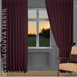 Shy Tekstil Lüks Düz Dikim Mürdüm Ada Fon Perde En x Yükseklik