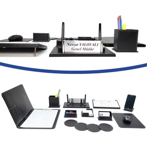 Prozenis PR810 Ofis Masa Üstü İsimlik Kalemlik Takvim Seti Tam Set 10 Parça Siyah