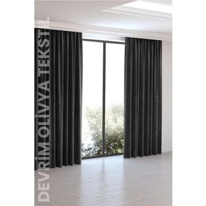 Shy Tekstil Lüks Düz Dikim Siyah Ada Fon Perde En x Yükseklik